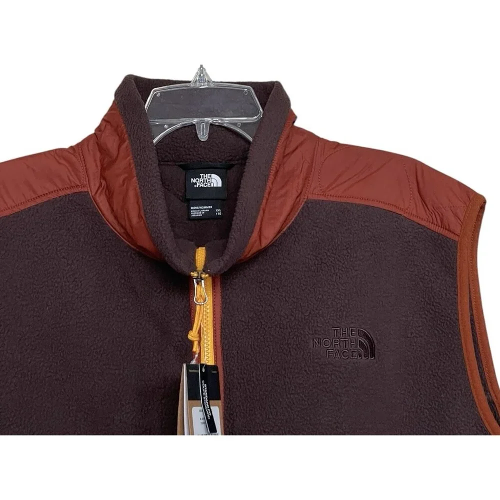 The North Face Mens Size XXL 2XL Royal Arch Vest Full Zip‎ 2-Pocket Brown Orange